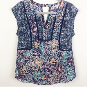 DANIEL RAINN | Colorful Blouse Cutout Back Medium